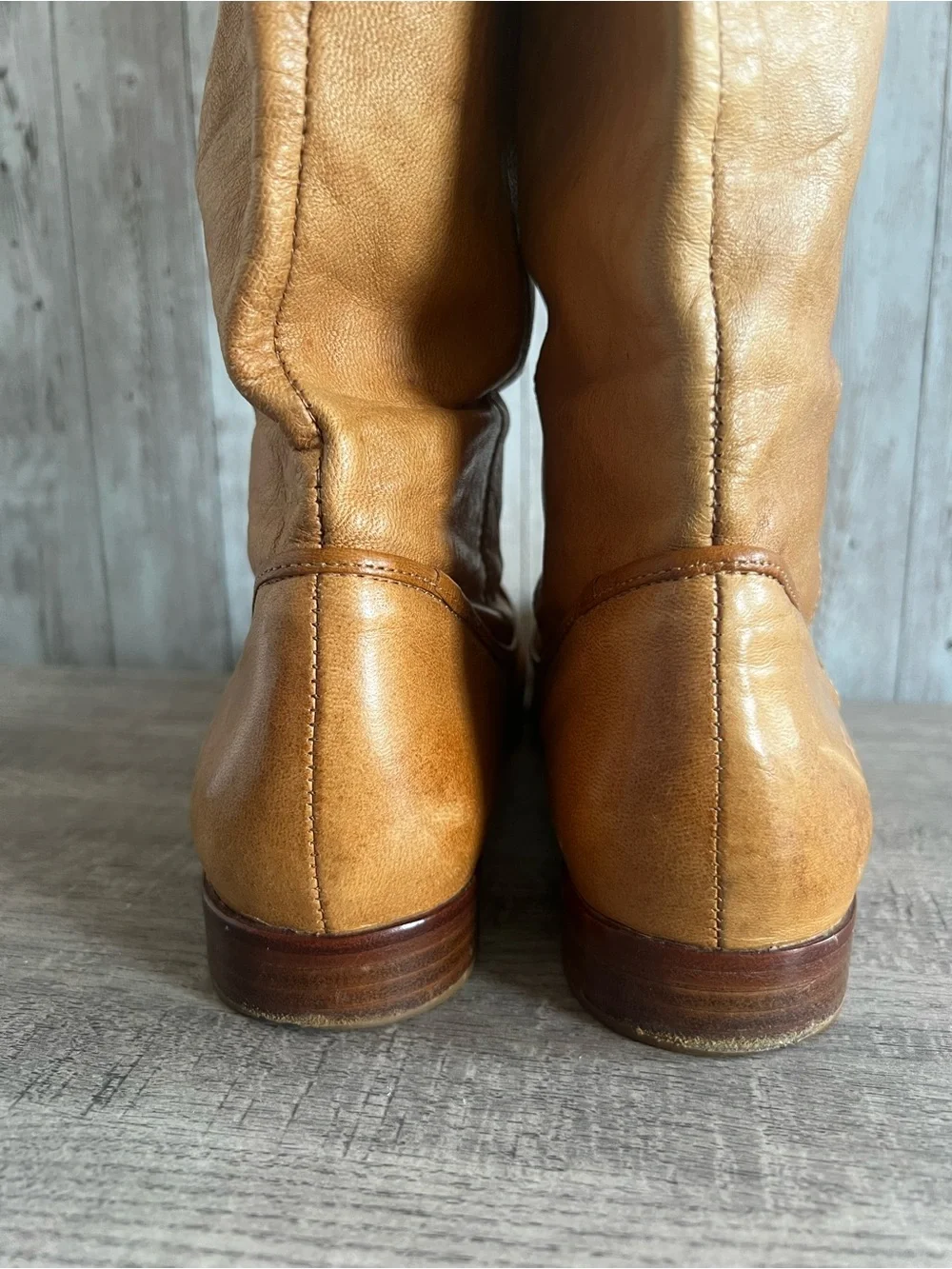 Frye Cindy Slouchy Women's Tall Leather  Boots in Cognac Tan Size 7